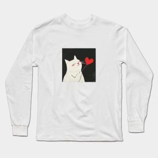 Cat holding heart Long Sleeve T-Shirt